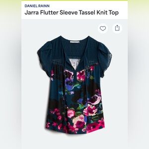Daniel Rainn Black Ruffled Cap Sleeve Blouse